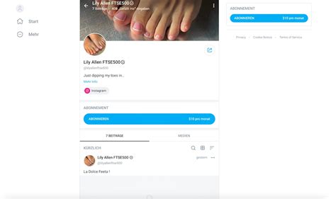 onlyfans füße|Lily Allen verkauft jetzt ihre Fussbilder auf Onlyfans